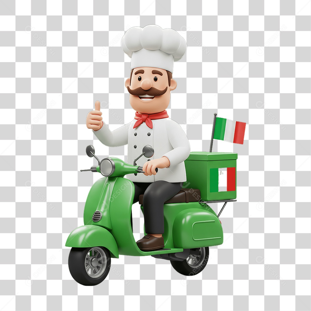 Personagem Entregador Italiano PNG Transparente
