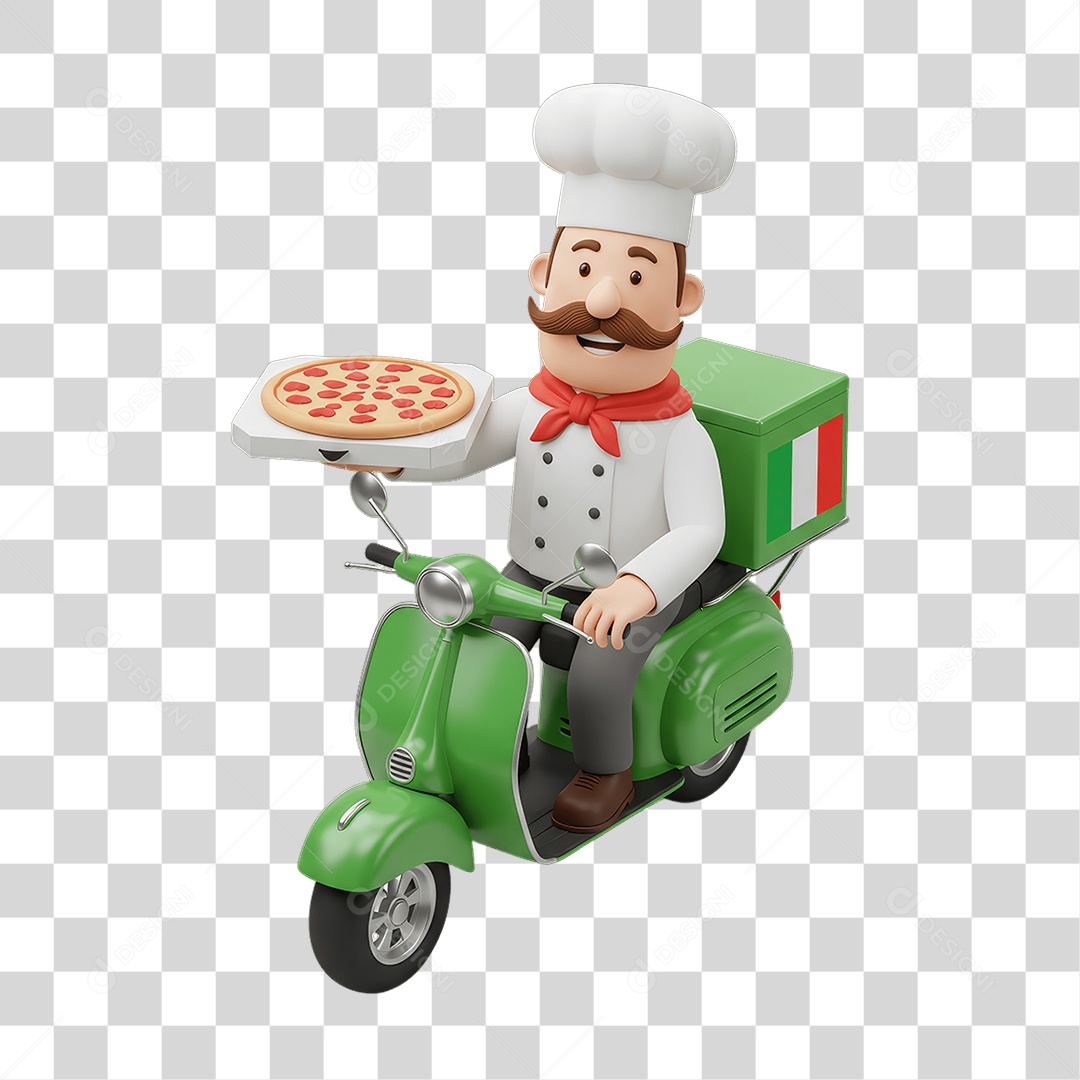 Personagem Entregador Italiano PNG Transparente