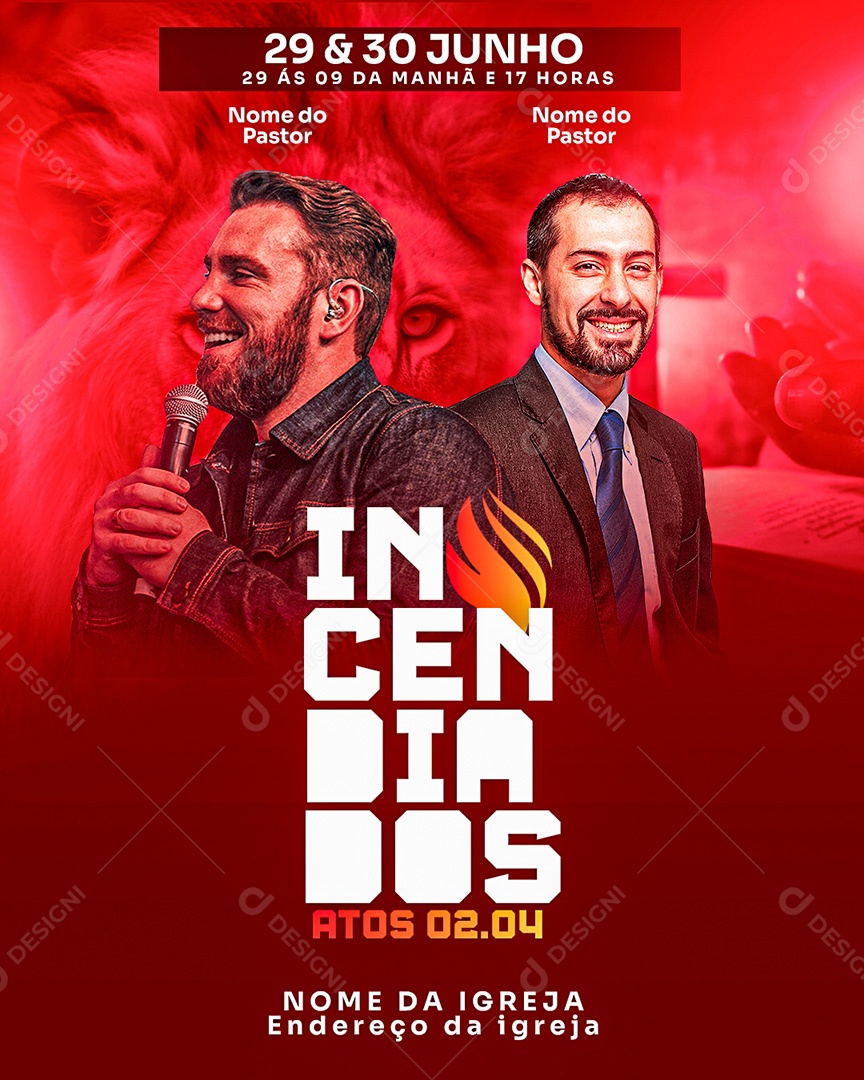 Feed Flyer Gospel Incendiados Social Media PSD Editável