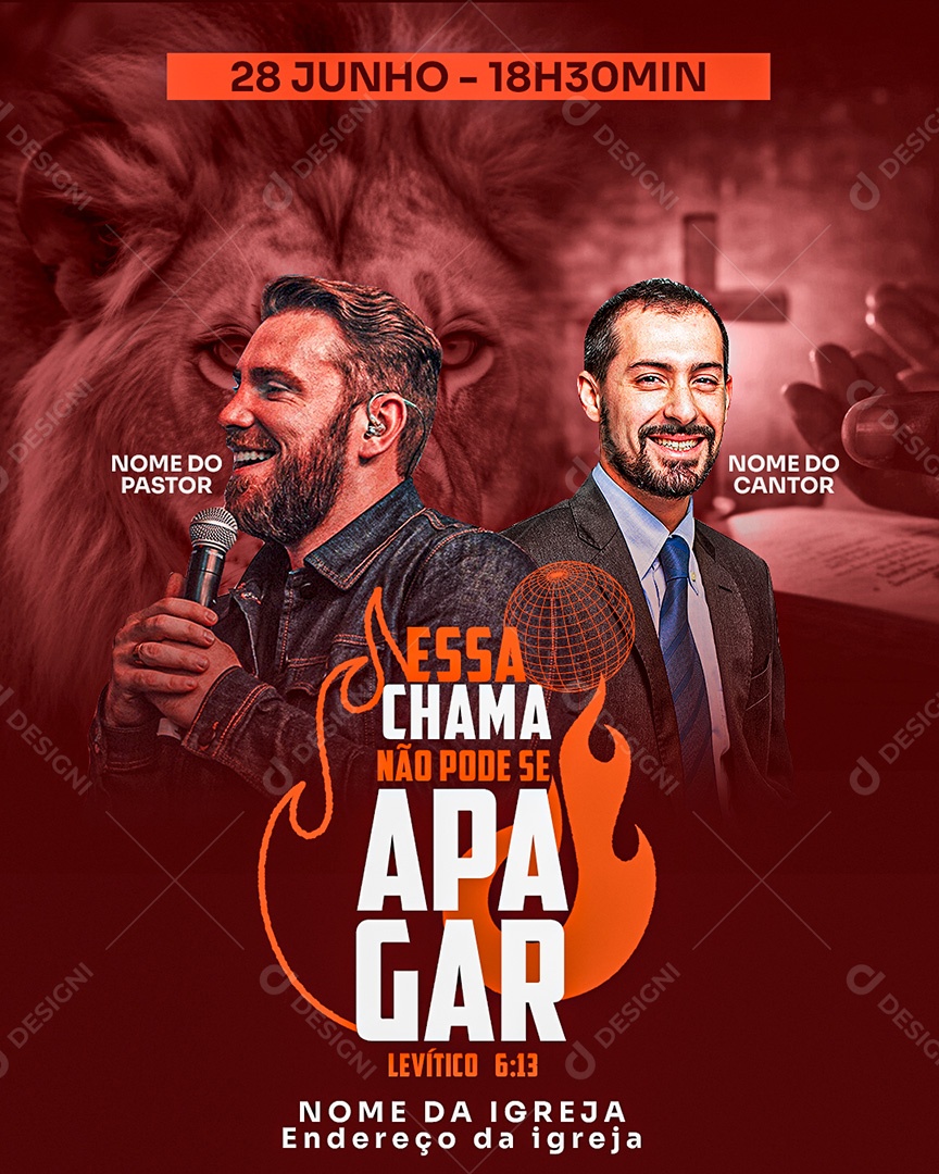 Feed Flyer Gospel Agenda 28 de Junho Social Media PSD Editável