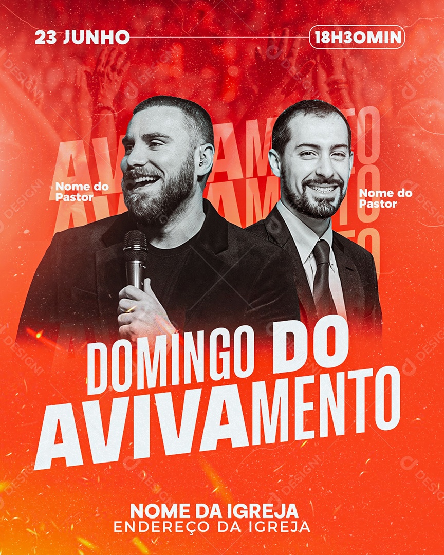 Feed Flyer Gospel Domingo de Avivamento Social Media PSD Editável