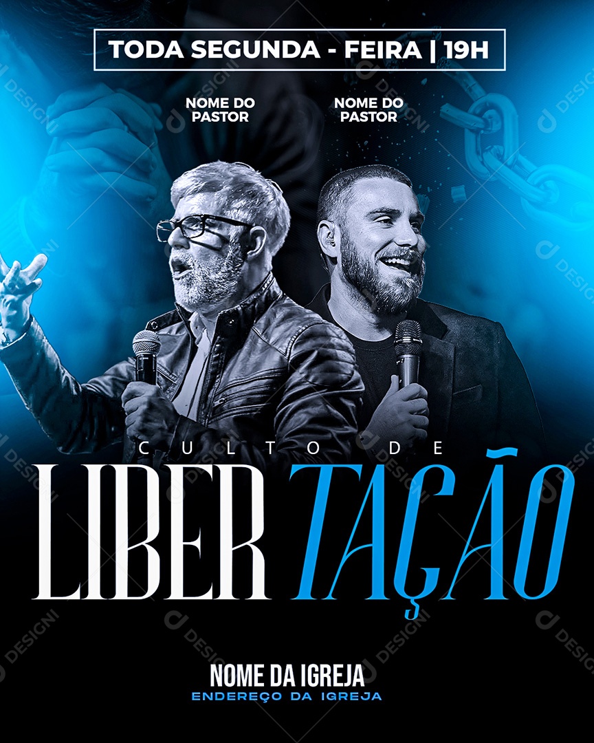 Feed Flyer Gospel Culto de Libertação Social Media PSD Editável
