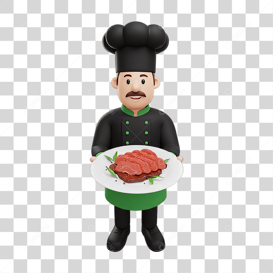 Personagem Homem Italiano com Comida Típica da Região PNG Transparente