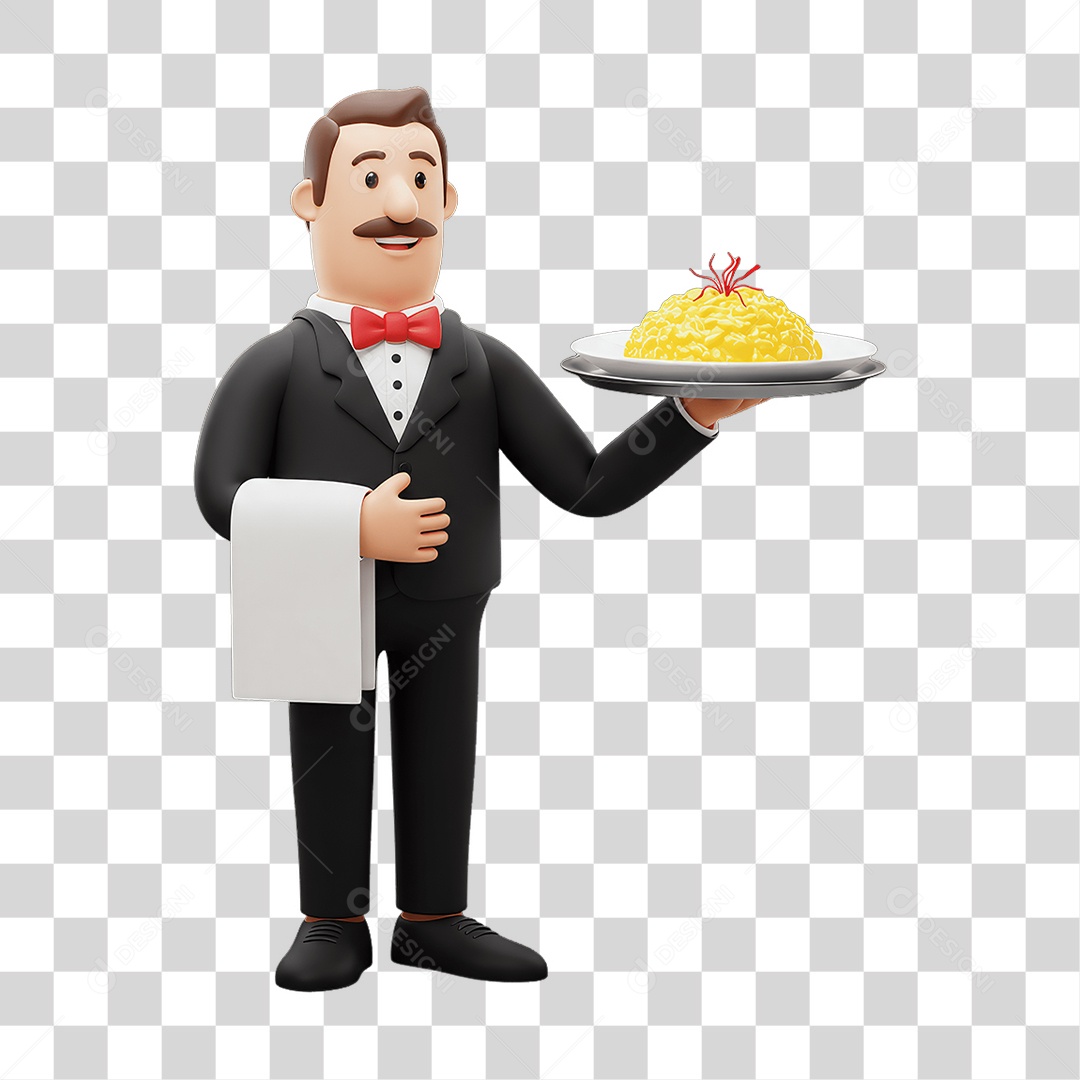 Personagem Homem Italiano com Comida Típica da Região PNG Transparente
