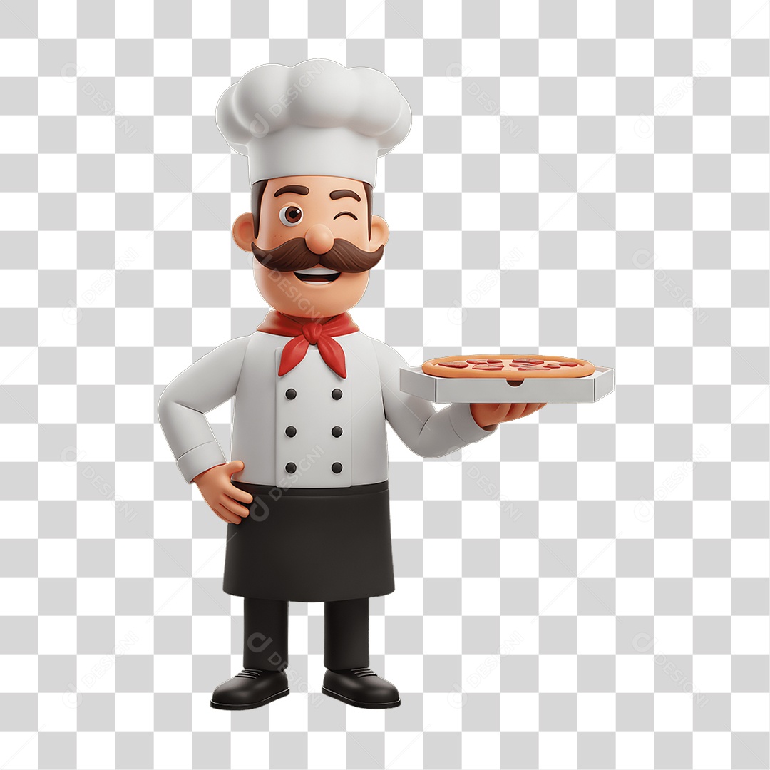 Personagem Homem Italiano com Pizza Típica da Região PNG Transparente