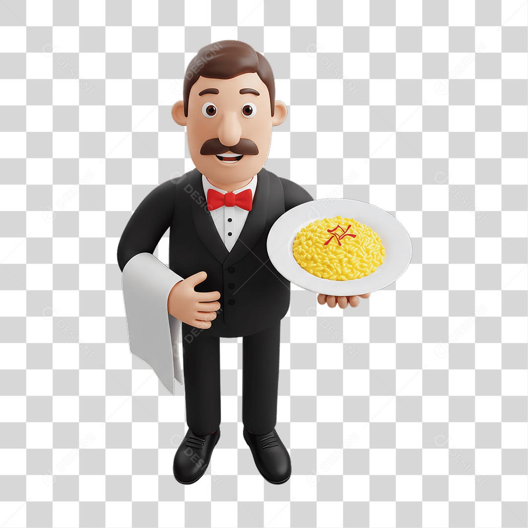 Personagem Homem Italiano com Comida Típica da Região PNG Transparente