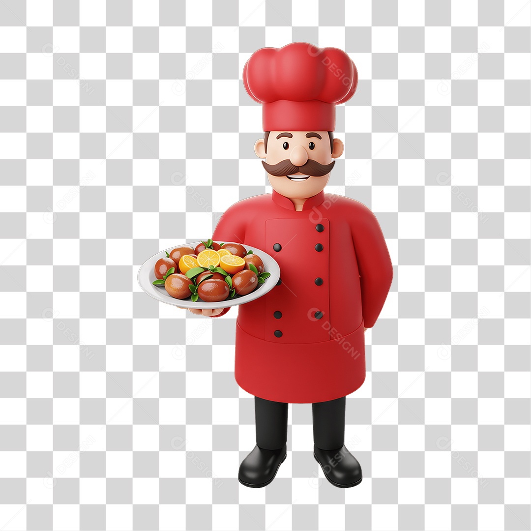 Personagem Homem Italiano com Comida Típica da Região PNG Transparente