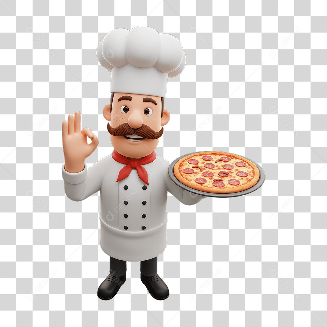 Personagem Homem Italiano com Pizza Típica da Região PNG Transparente