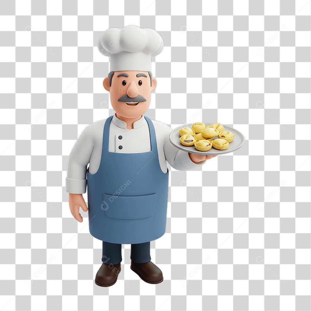 Personagem Homem Italiano com Comida Típica da Região PNG Transparente