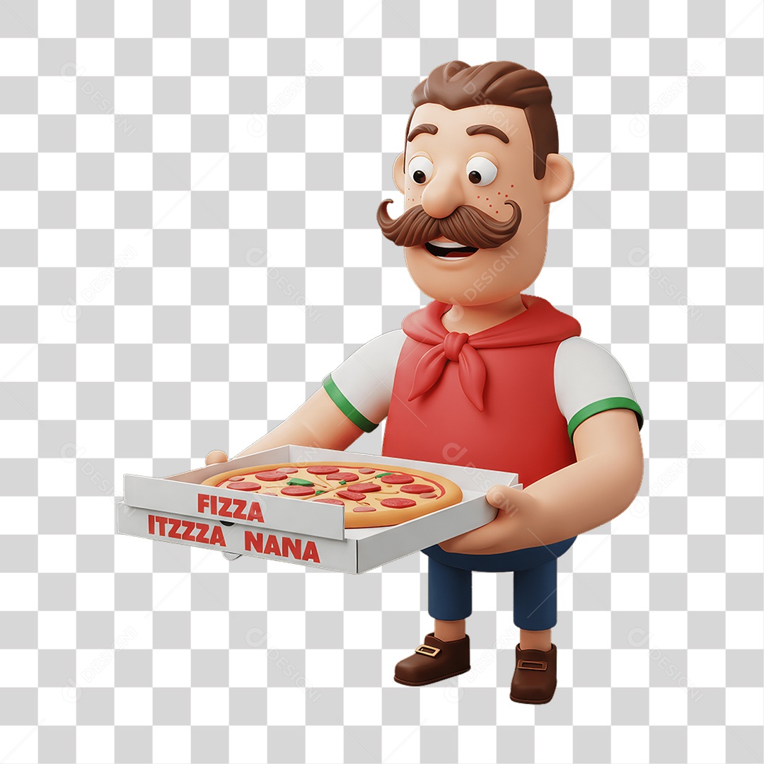 Personagem Entregador Italiano PNG Transparente