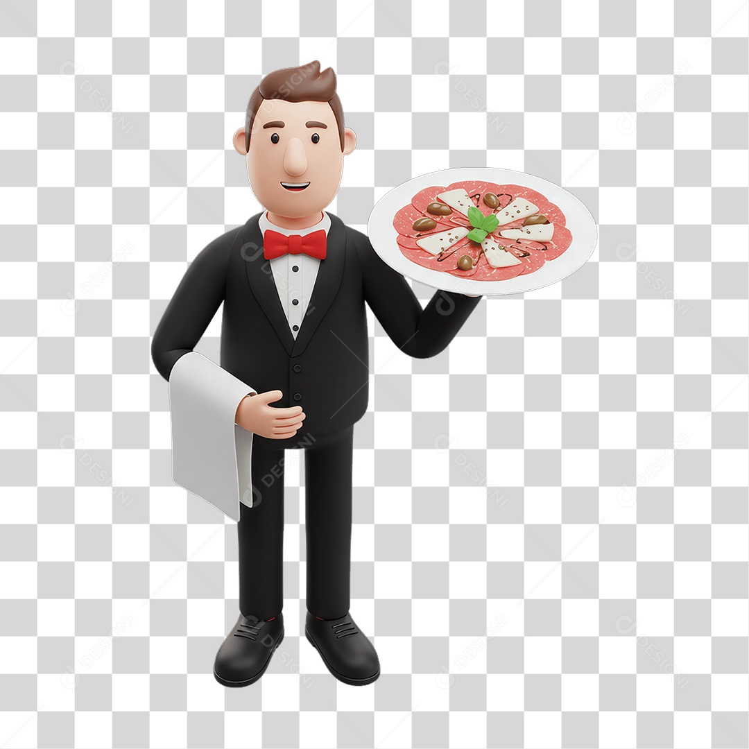 Personagem Homem Italiano com Comida Típica da Região PNG Transparente
