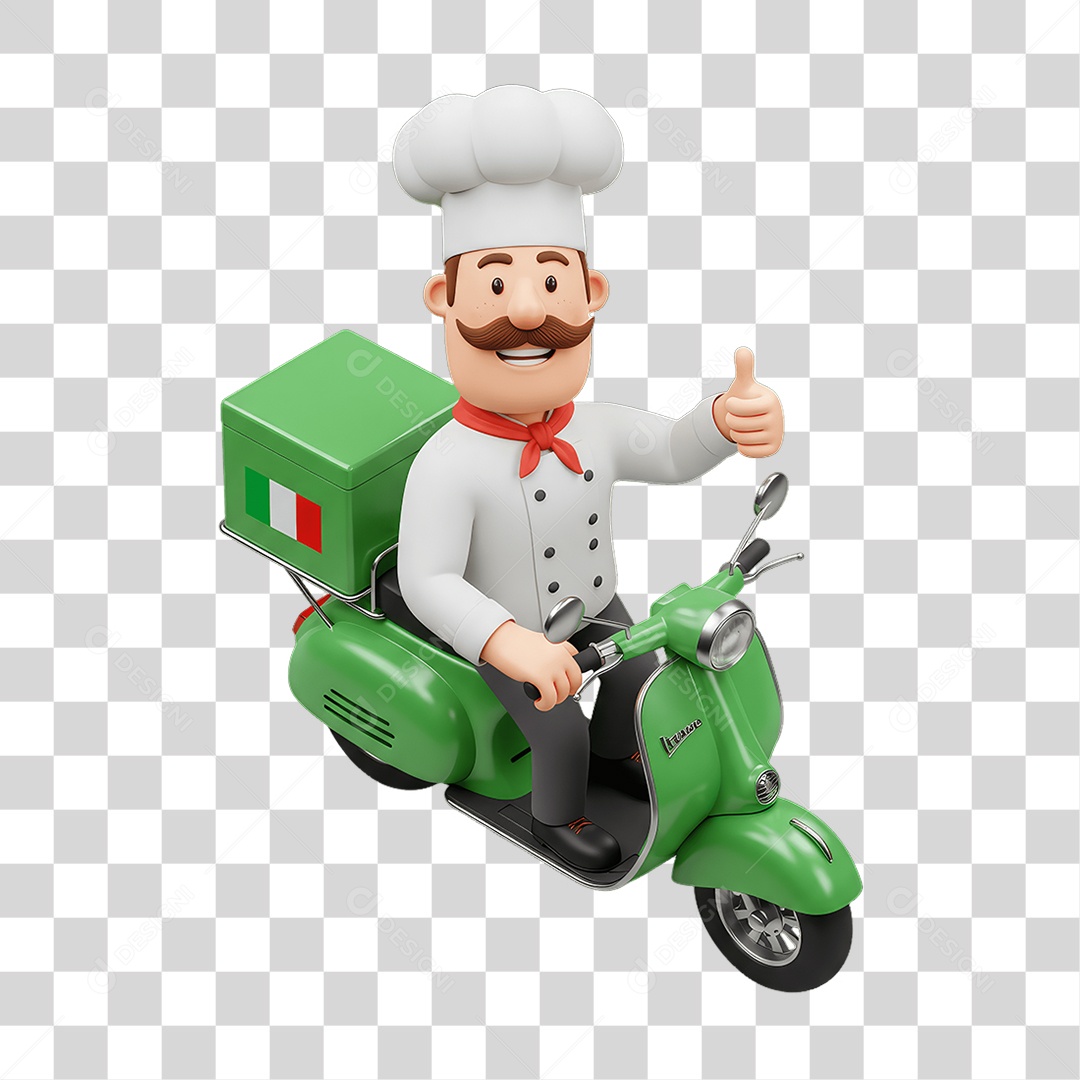 Personagem Entregador Italiano PNG Transparente