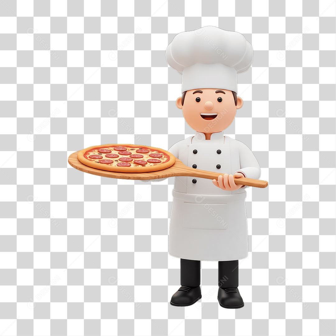 Personagem Homem Italiano com Pizza Típica da Região PNG Transparente