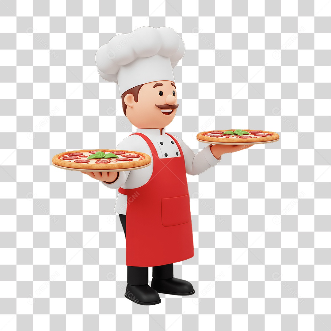 Personagem Homem Italiano com Pizza Típica da Região PNG Transparente