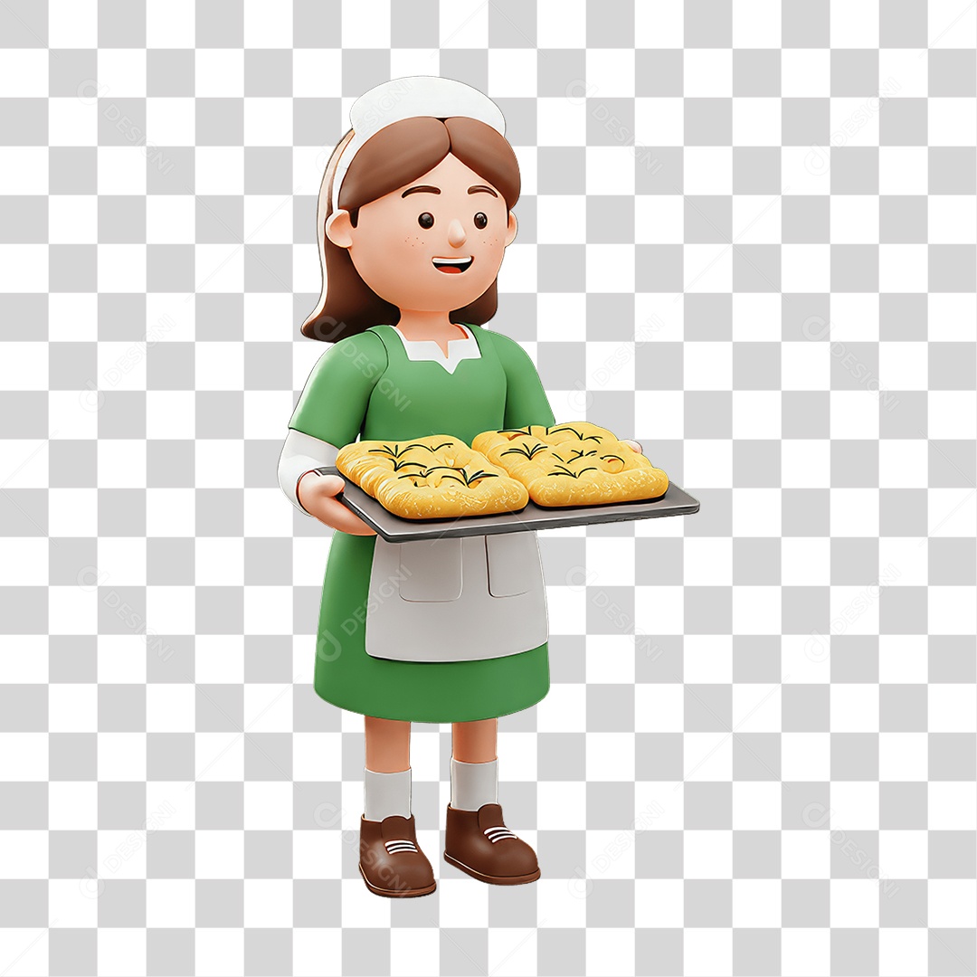 Personagem Mulher Italiana com Pizza Típica da Região PNG Transparente