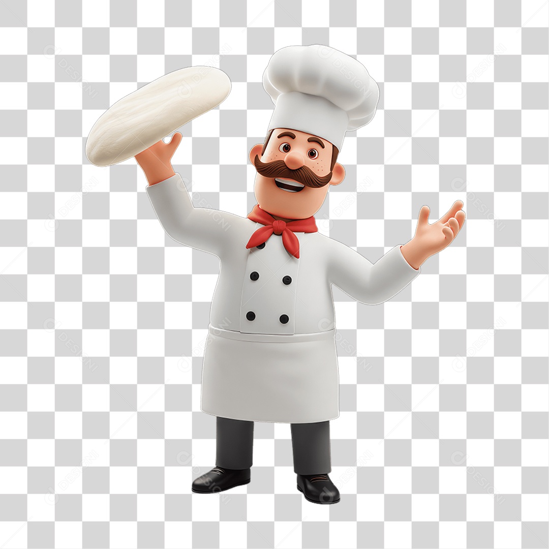 Chefe Italiano com Massa de Pizza PNG Transparente