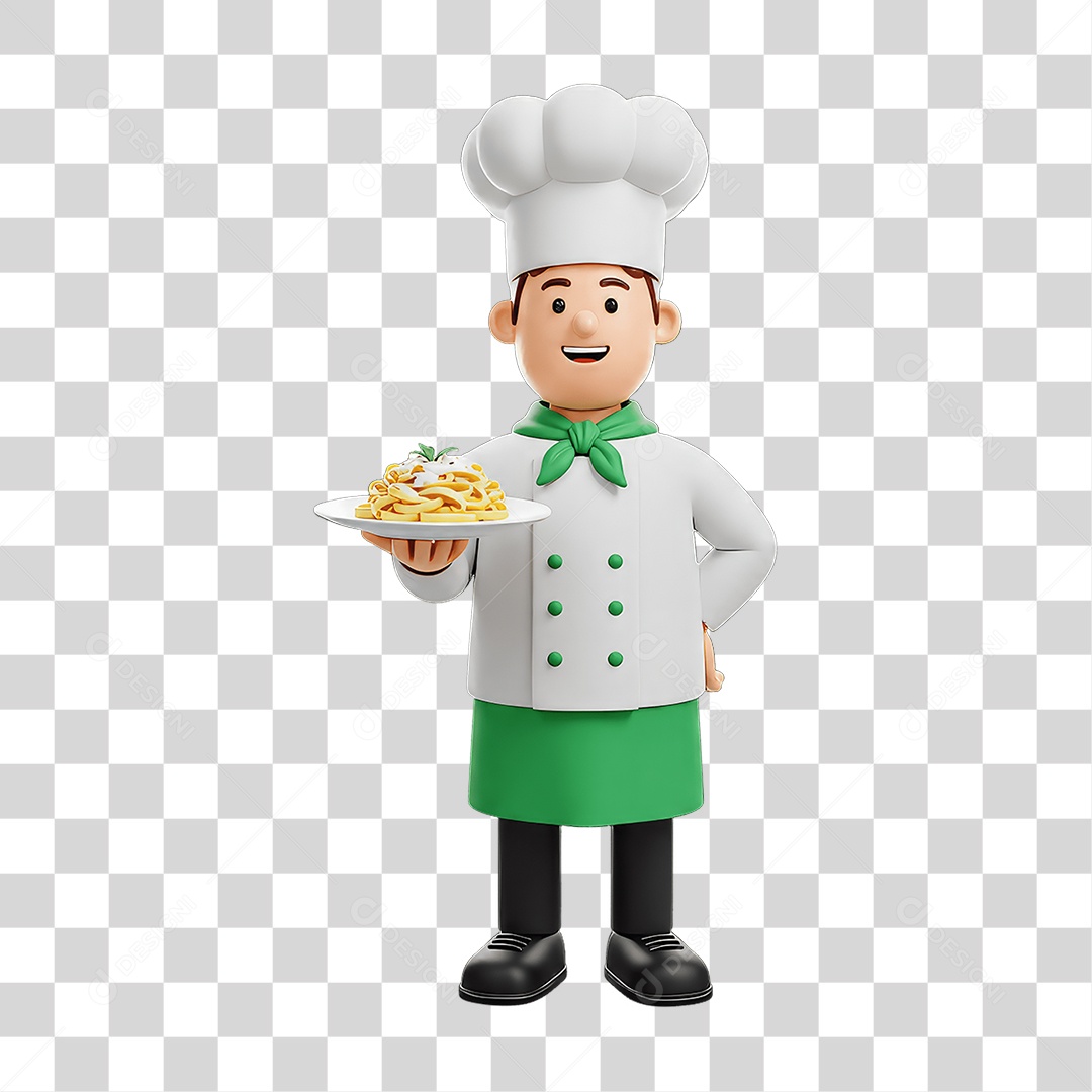 Personagem Homem Italiano com Comida Típica da Região PNG Transparente