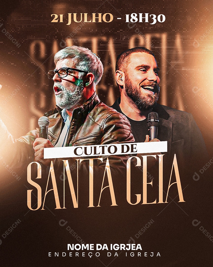 Feed Flyer Gospel Culto de Santa Ceia Social Media PSD Editável