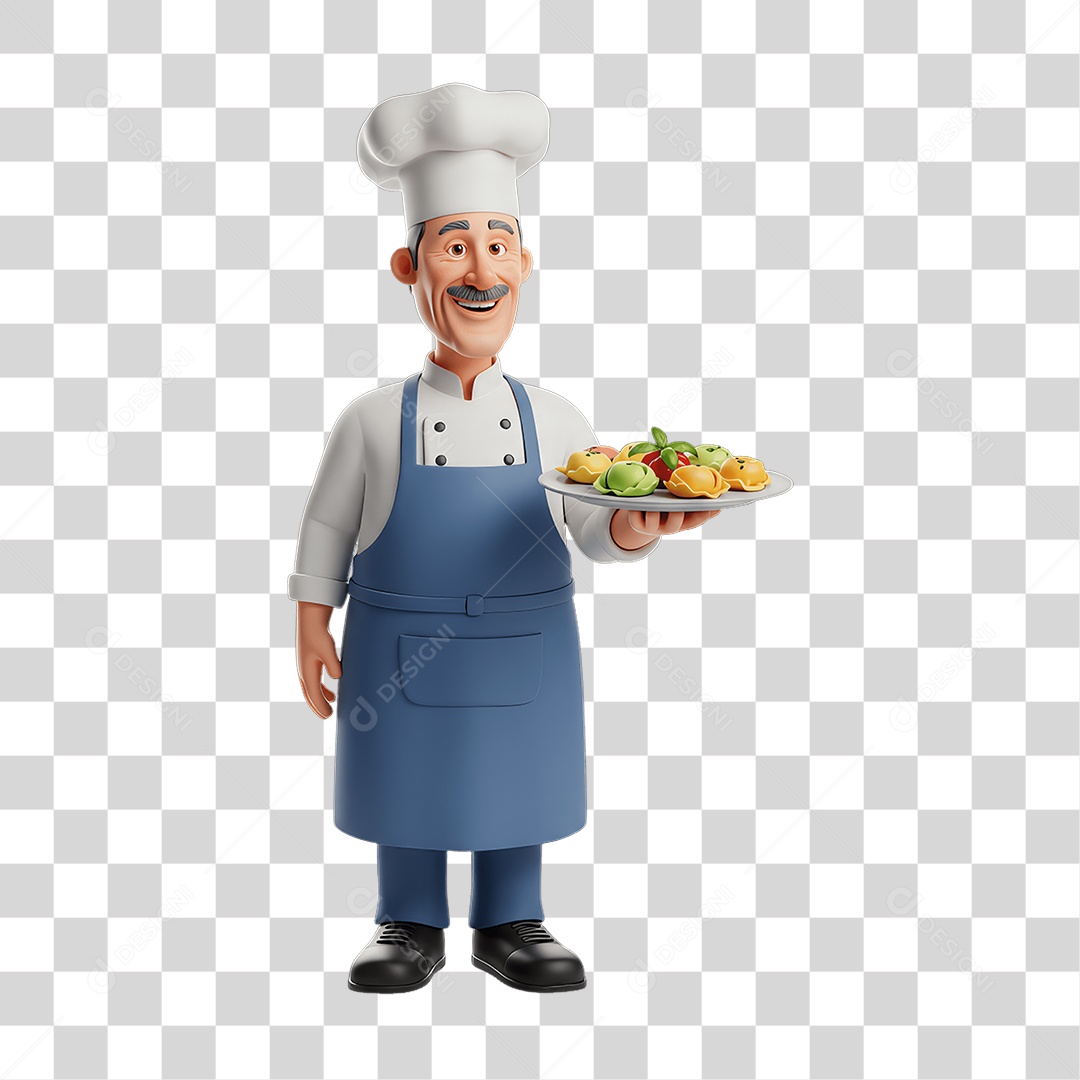 Personagem Homem Italiano com Comida Típica da Região PNG Transparente