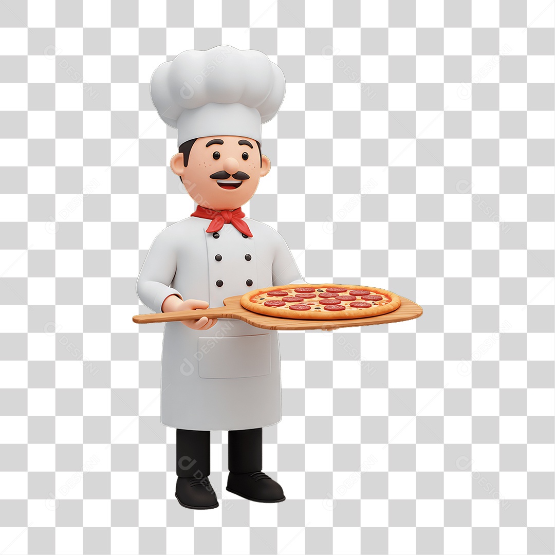 Personagem Homem Italiano com Pizza Típica da Região PNG Transparente