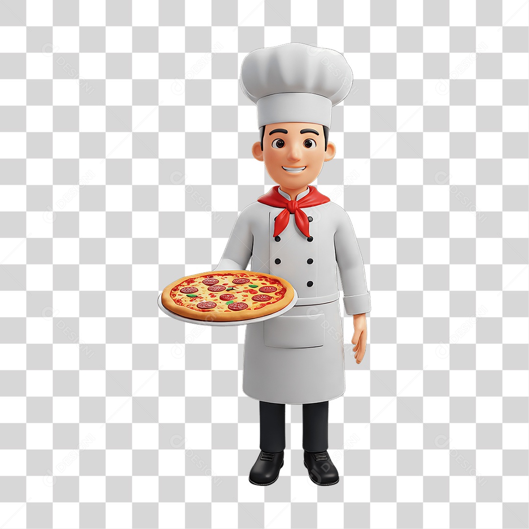 Personagem Homem Italiano com Pizza Típica da Região PNG Transparente