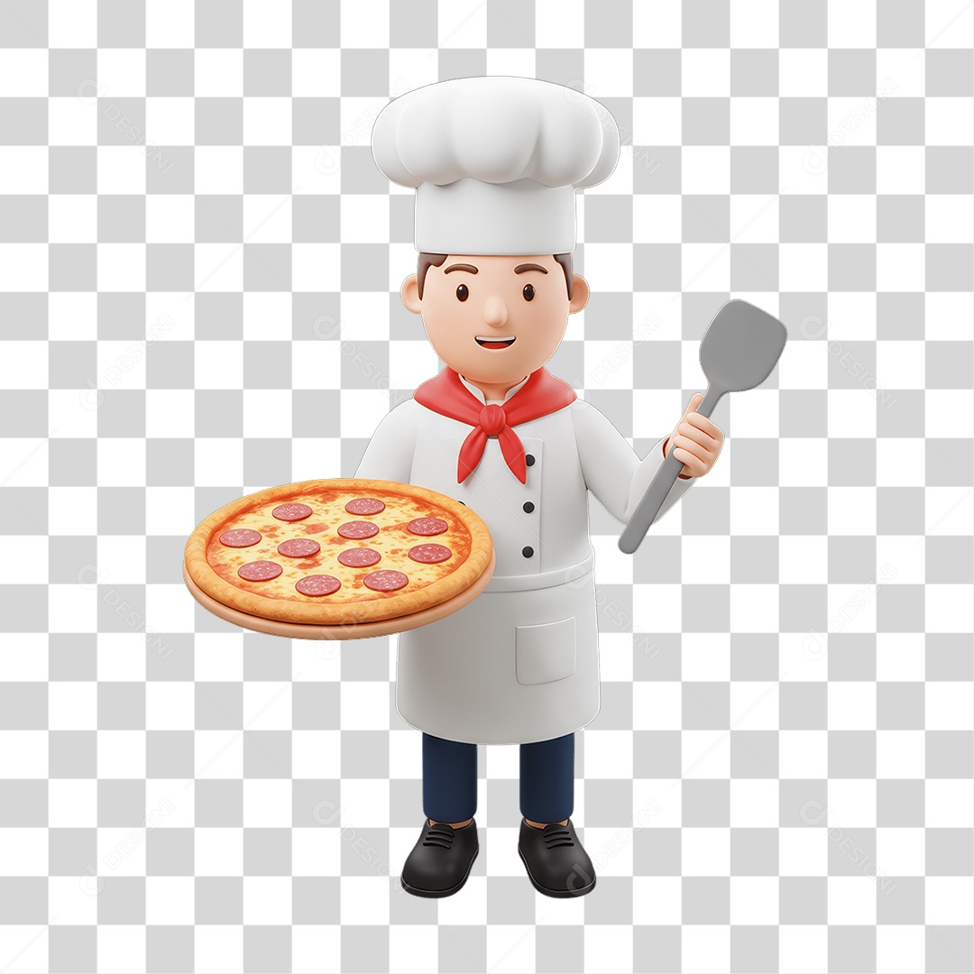 Personagem Homem Italiano com Pizza Típica da Região PNG Transparente