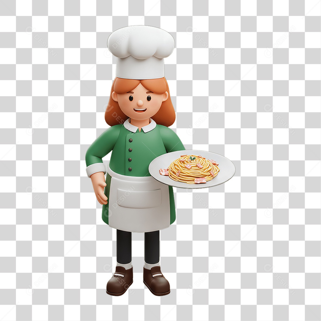Personagem Mulher Italiana com Comida Típica da Região PNG Transparente