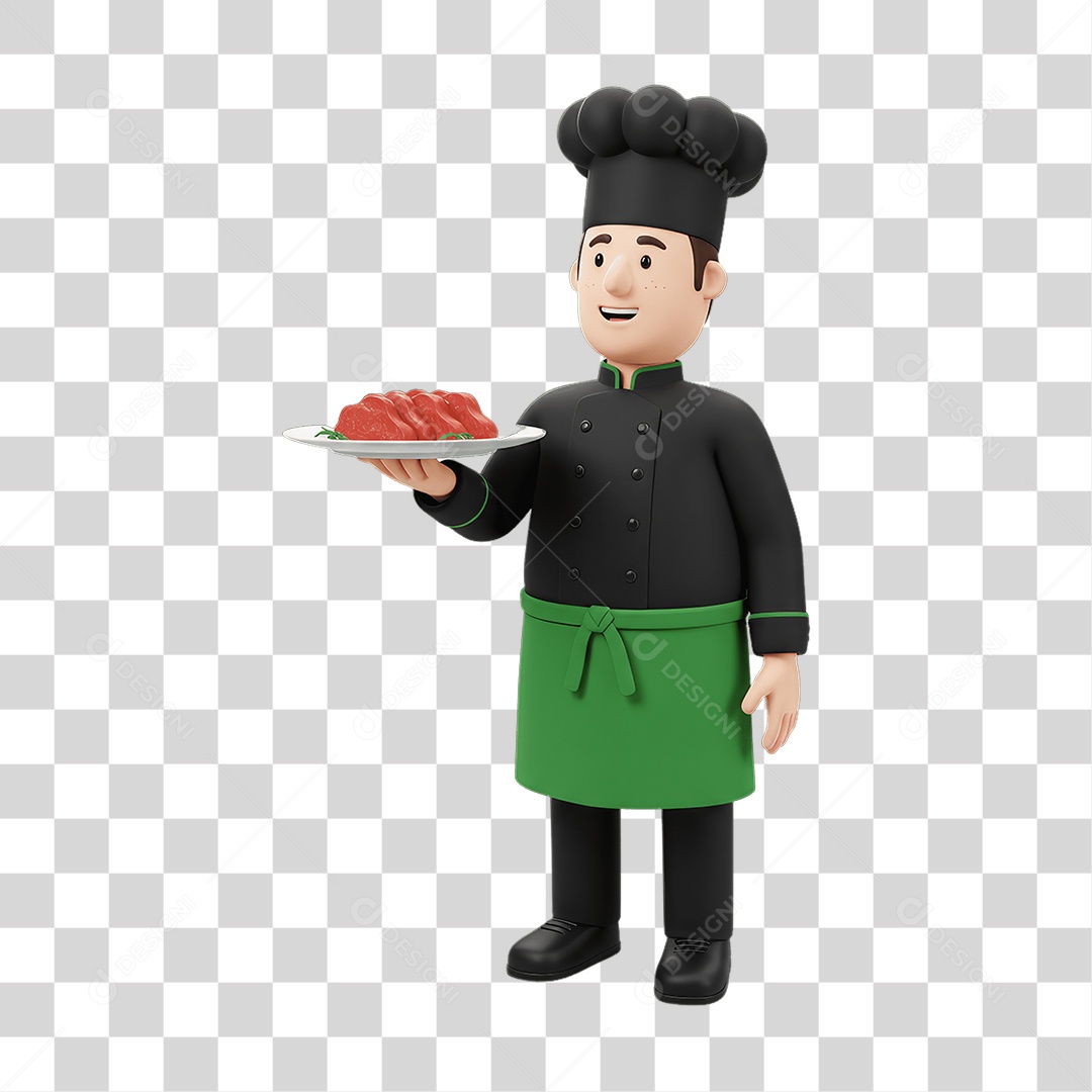 Personagem Homem Italiano com Comida Típica da Região PNG Transparente