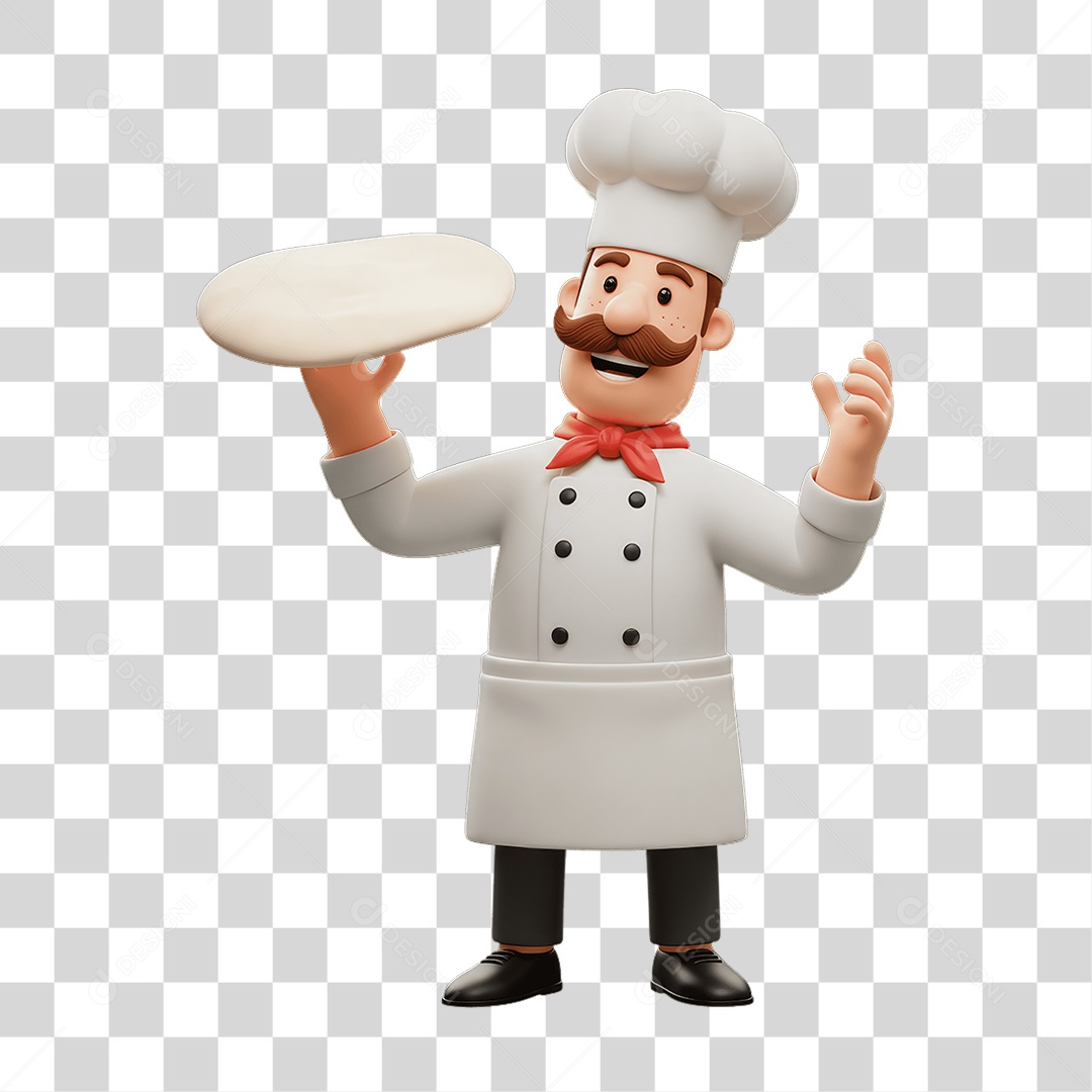 Chefe Italiano com Massa de Pizza PNG Transparente