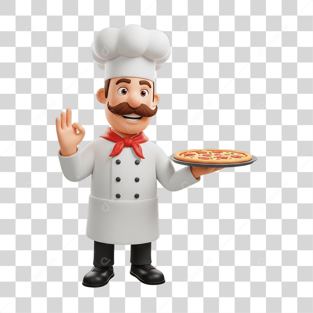 Personagem Homem Italiano com Comida Típica da Região PNG Transparente