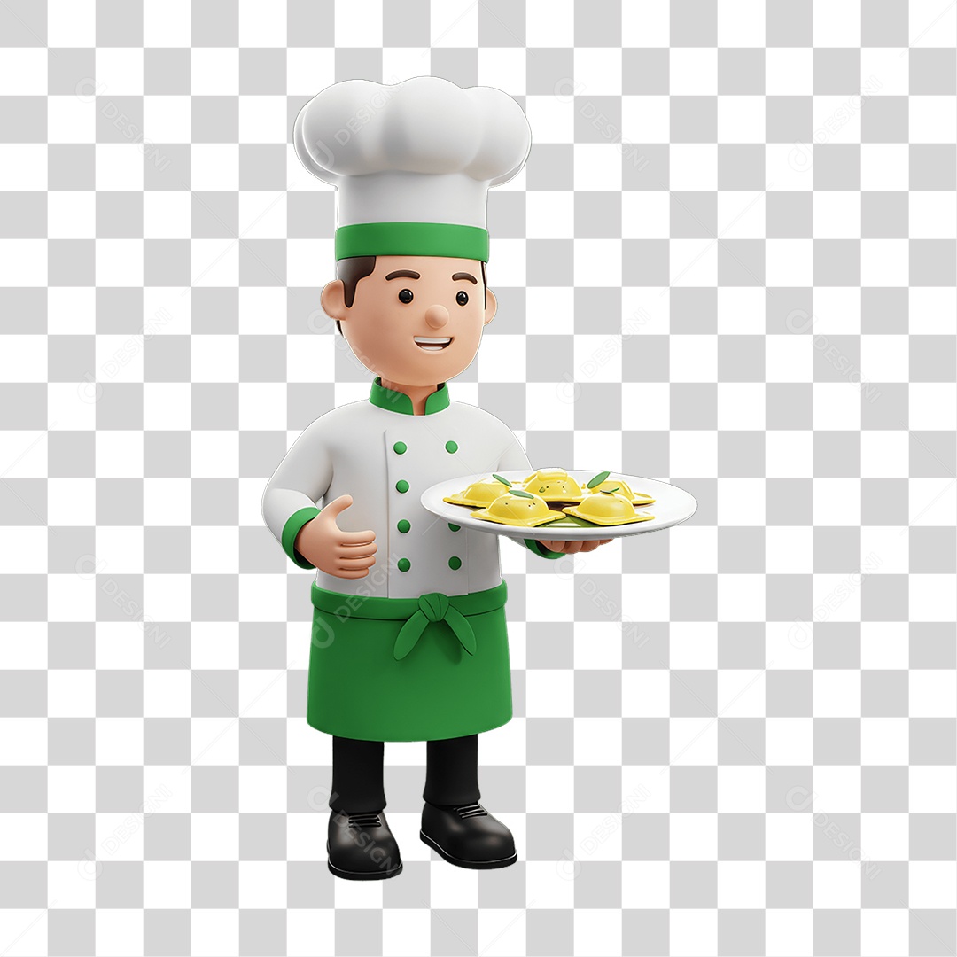 Personagem Homem Italiano com Comida Típica da Região PNG Transparente