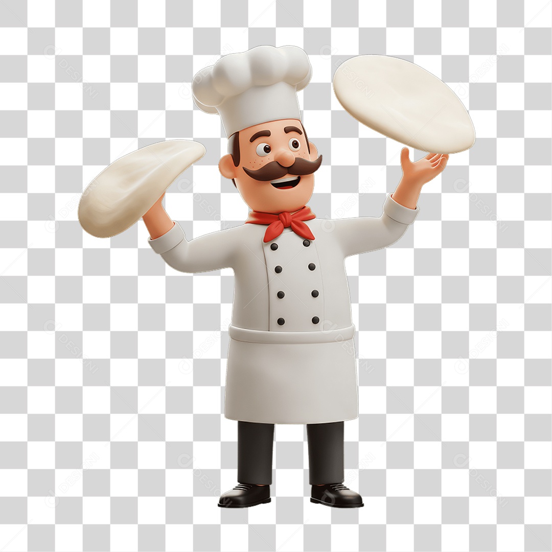 Chefe Italiano com Massa de Pizza PNG Transparente