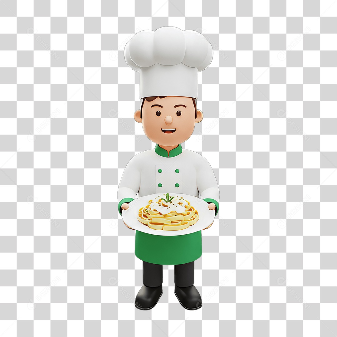 Personagem Homem Italiano com Comida Típica da Região PNG Transparente