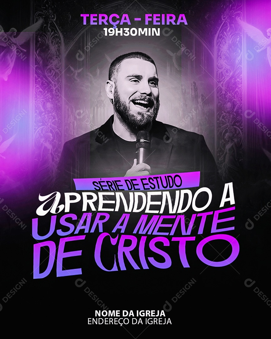 Feed Flyer Gospel Agenda Terça-Feira Social Media PSD Editável