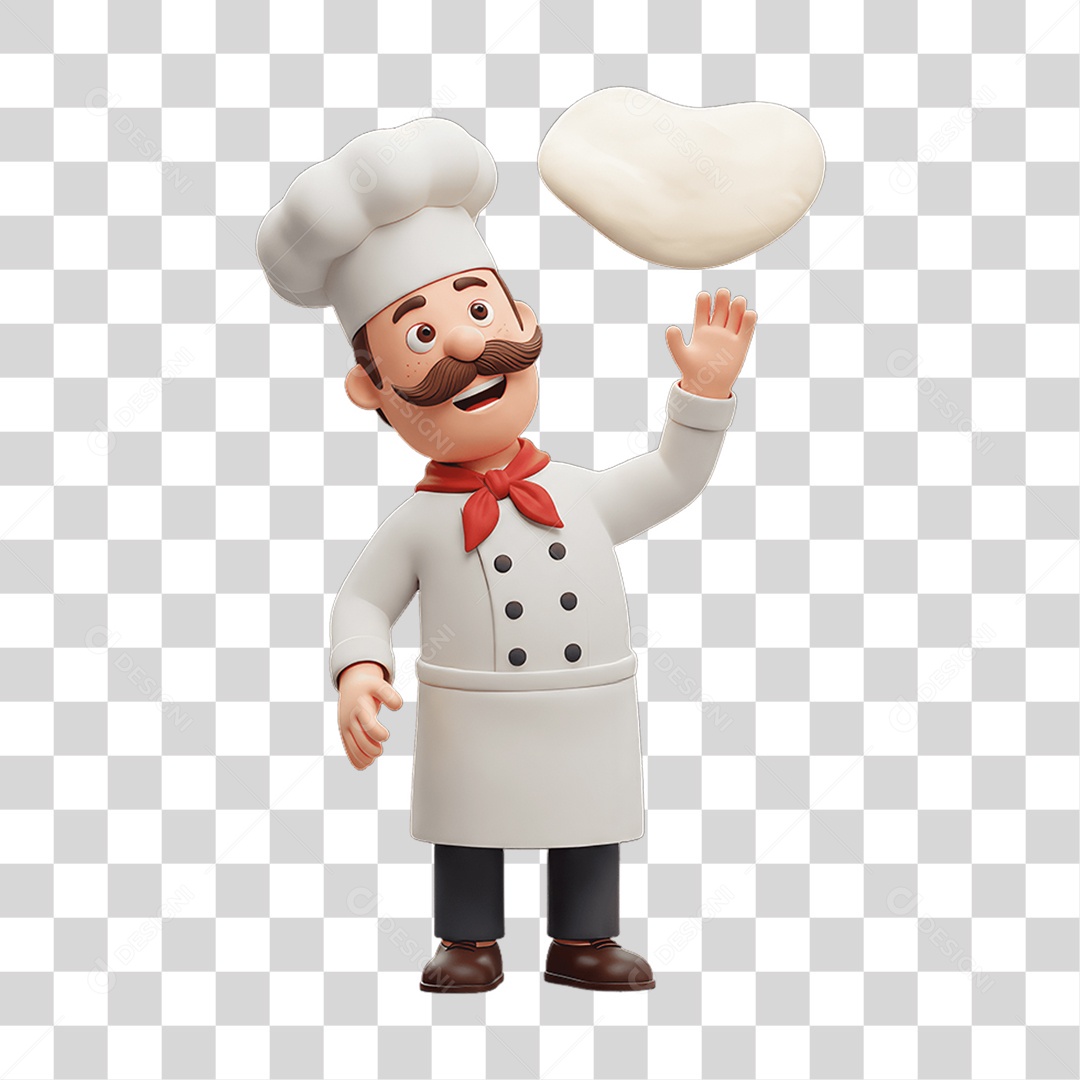 Chefe Italiano com Massa de Pizza PNG Transparente