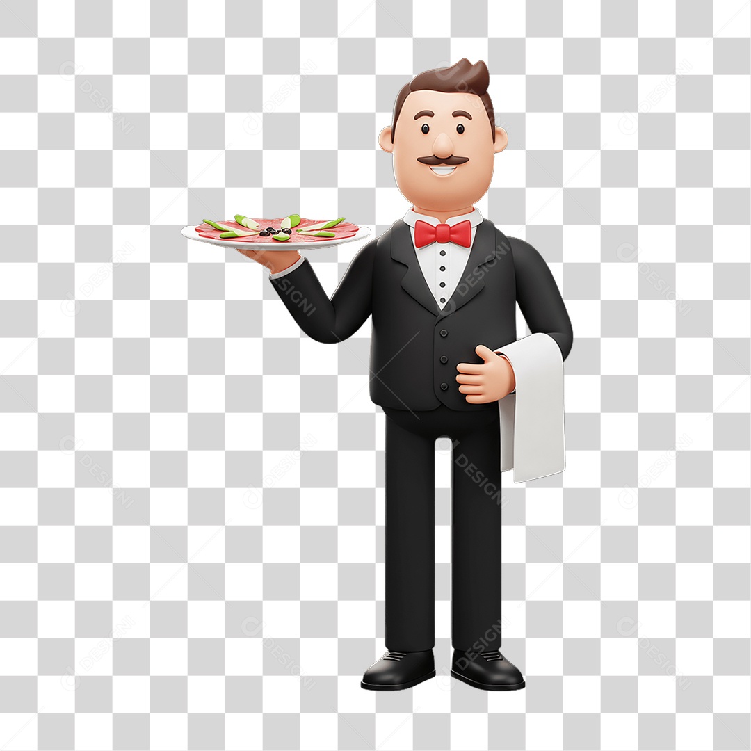 Personagem Homem Italiano com Comida Típica da Região PNG Transparente