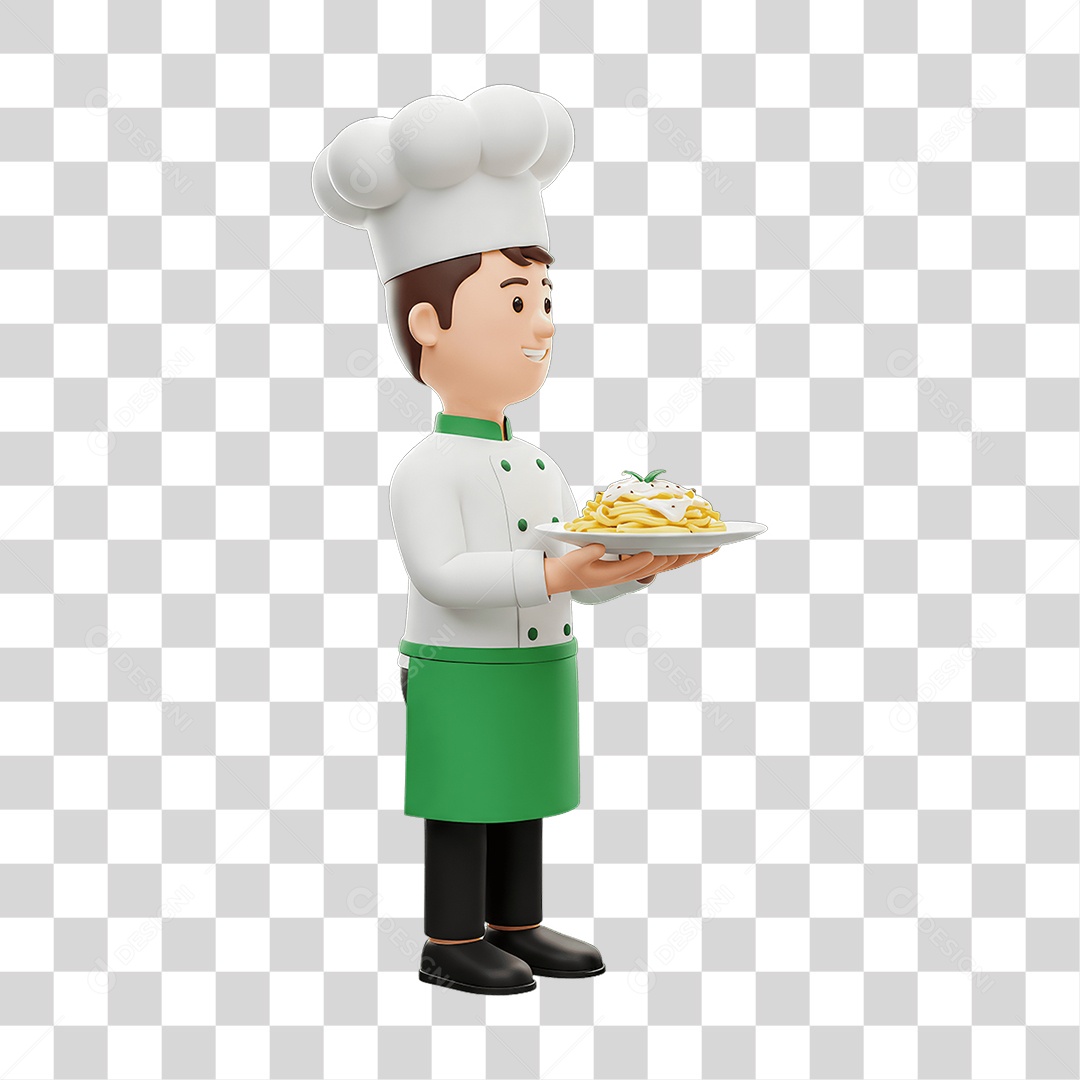 Personagem Homem Italiano com Comida Típica da Região PNG Transparente