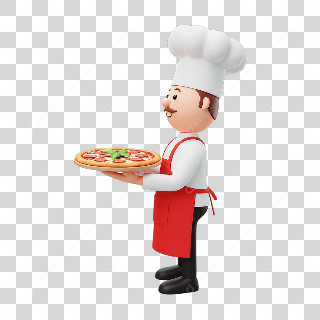Personagem Homem Italiano com Pizza Típica da Região PNG Transparente