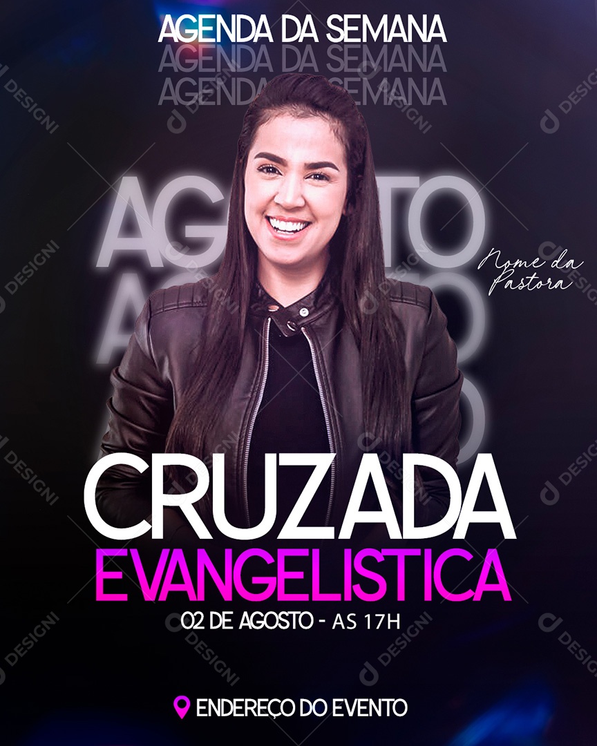 Feed Flyer Gospel Agenda Semanal Social Media PSD Editável