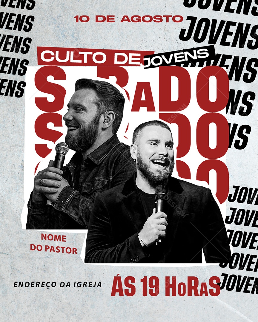 Feed Flyer Gospel Culto de Jovens Social Media PSD Editável