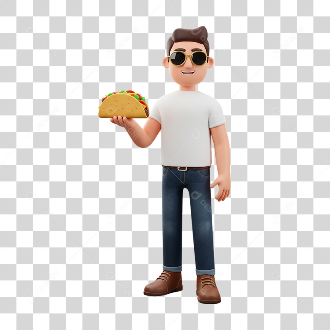 Personagem Homem Mexicano com Comidas Típicas da Região PNG Transparente