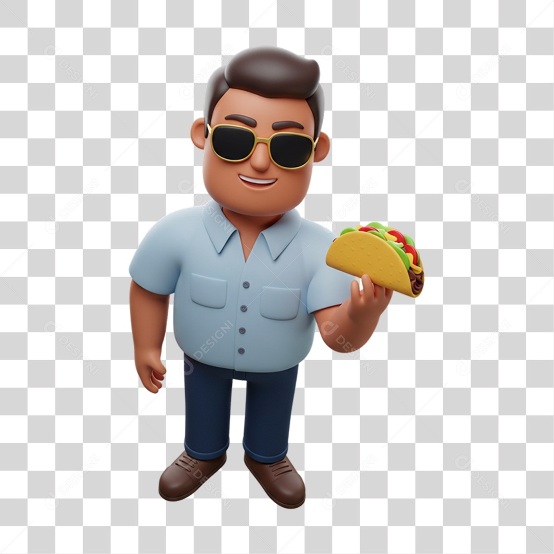 Personagem Homem Mexicano com Comidas Típicas da Região PNG Transparente