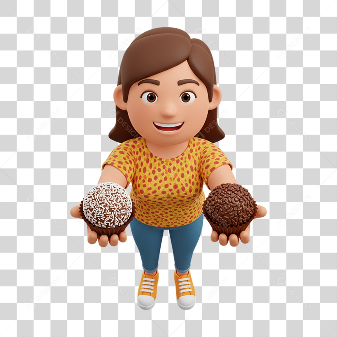 Mulher com Brigadeiro nas Mãos PNG Transparente