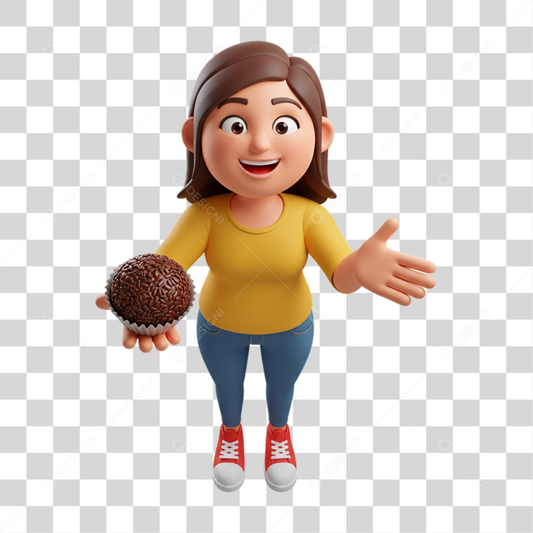 Mulher com Brigadeiro nas Mãos PNG Transparente