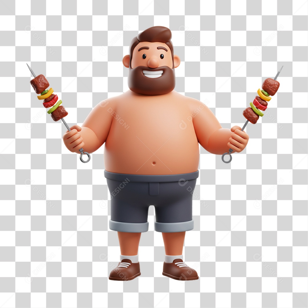 Homem com Espetinho Espeto PNG Transparente