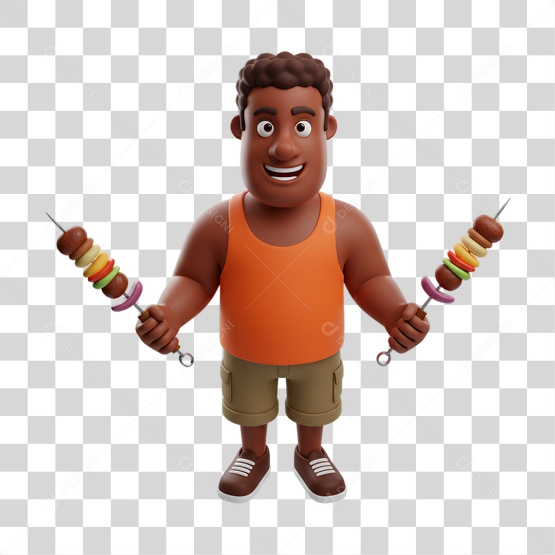 Homem com Espetinho Espeto PNG Transparente