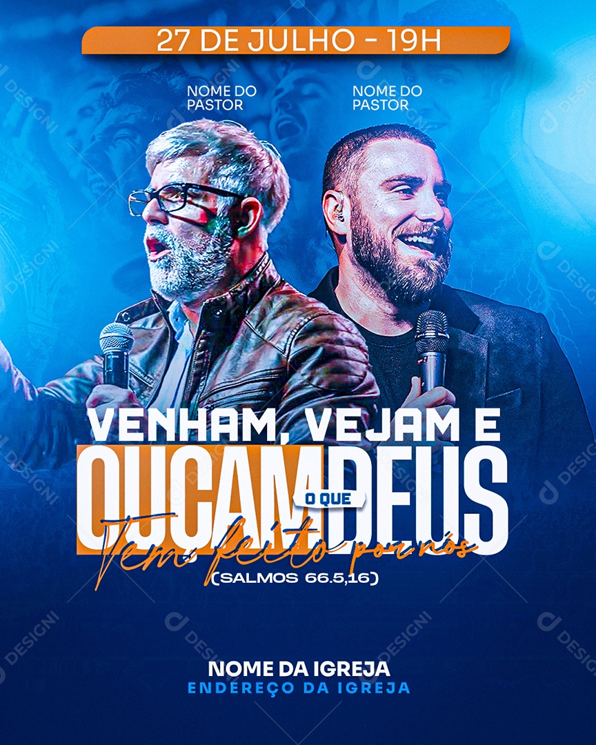 Feed Flyer Gospel Agenda Pastor Social Media PSD Editável