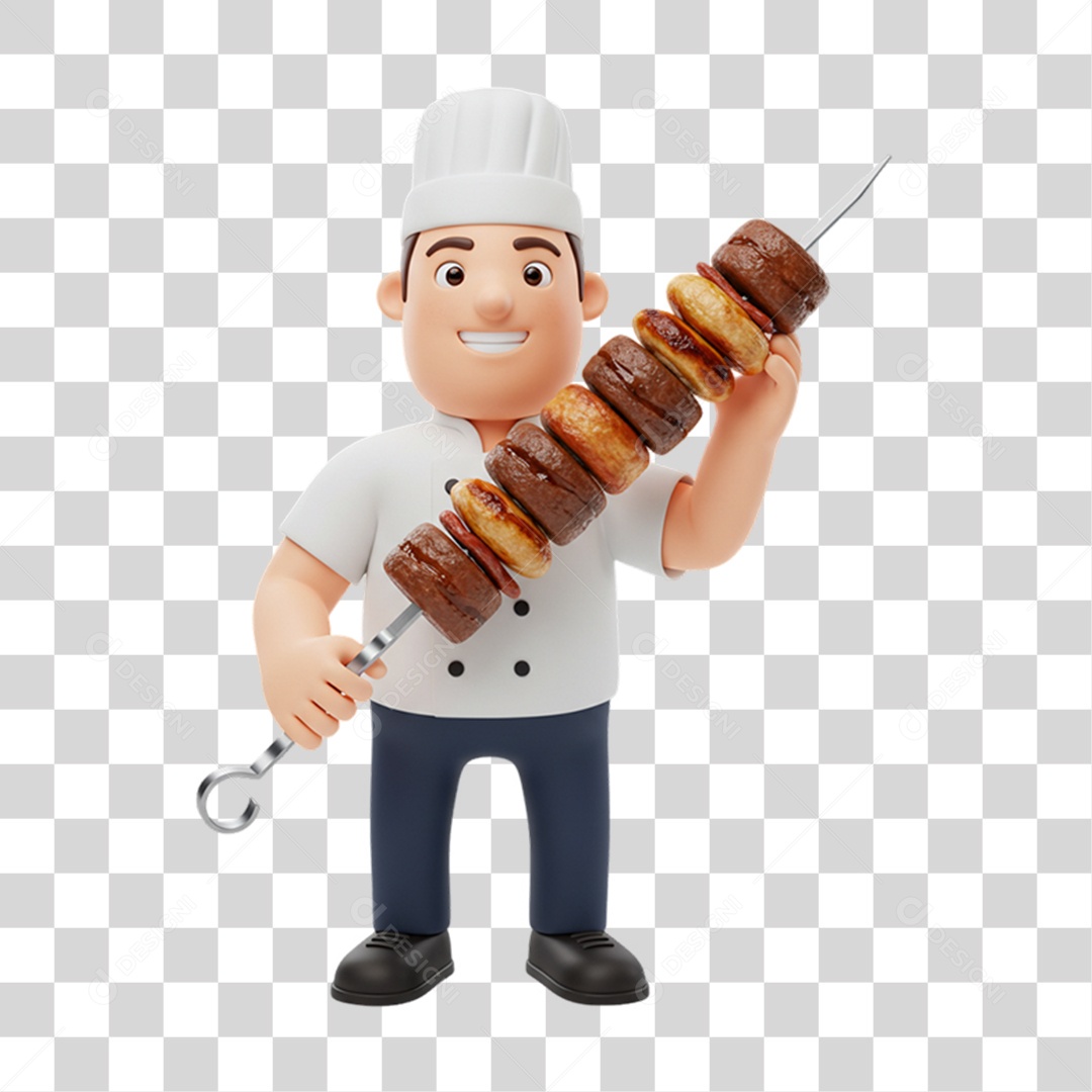 Homem com Espetinho Espeto PNG Transparente