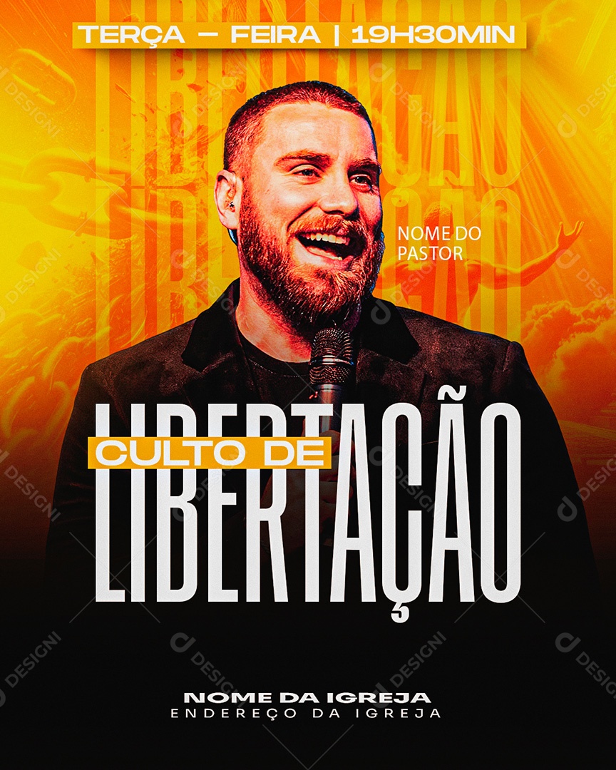 Feed Flyer Gospel Culto de Libertação Social Media PSD Editável
