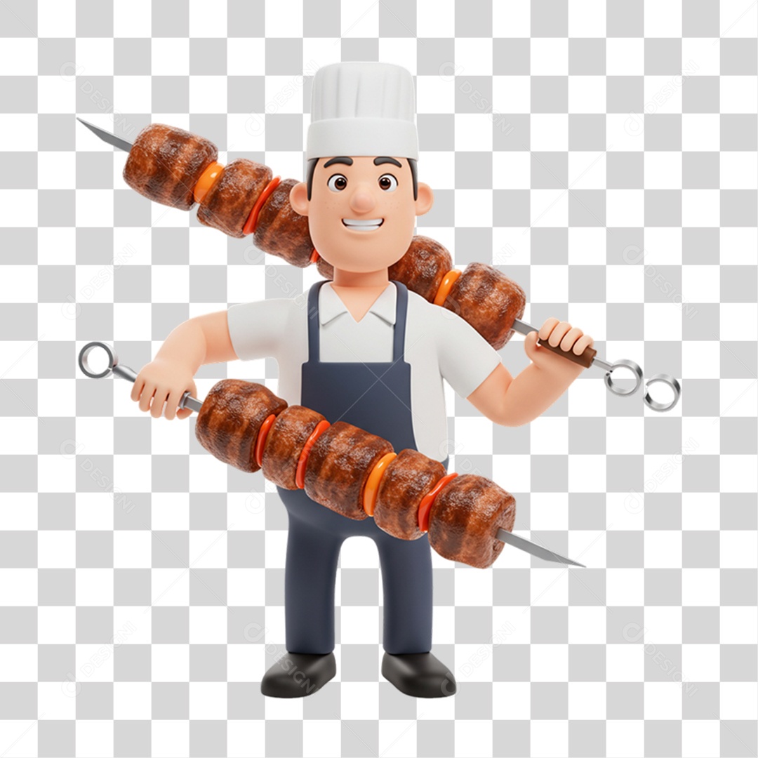 Homem Com Espetinho Espeto PNG Transparente